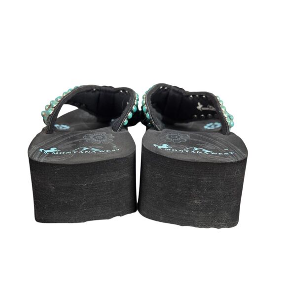 Montana West Foam Wedge Flip Flop Sandals 6 Medallion Turquoise Western Cowgirl - Picture 9 of 11